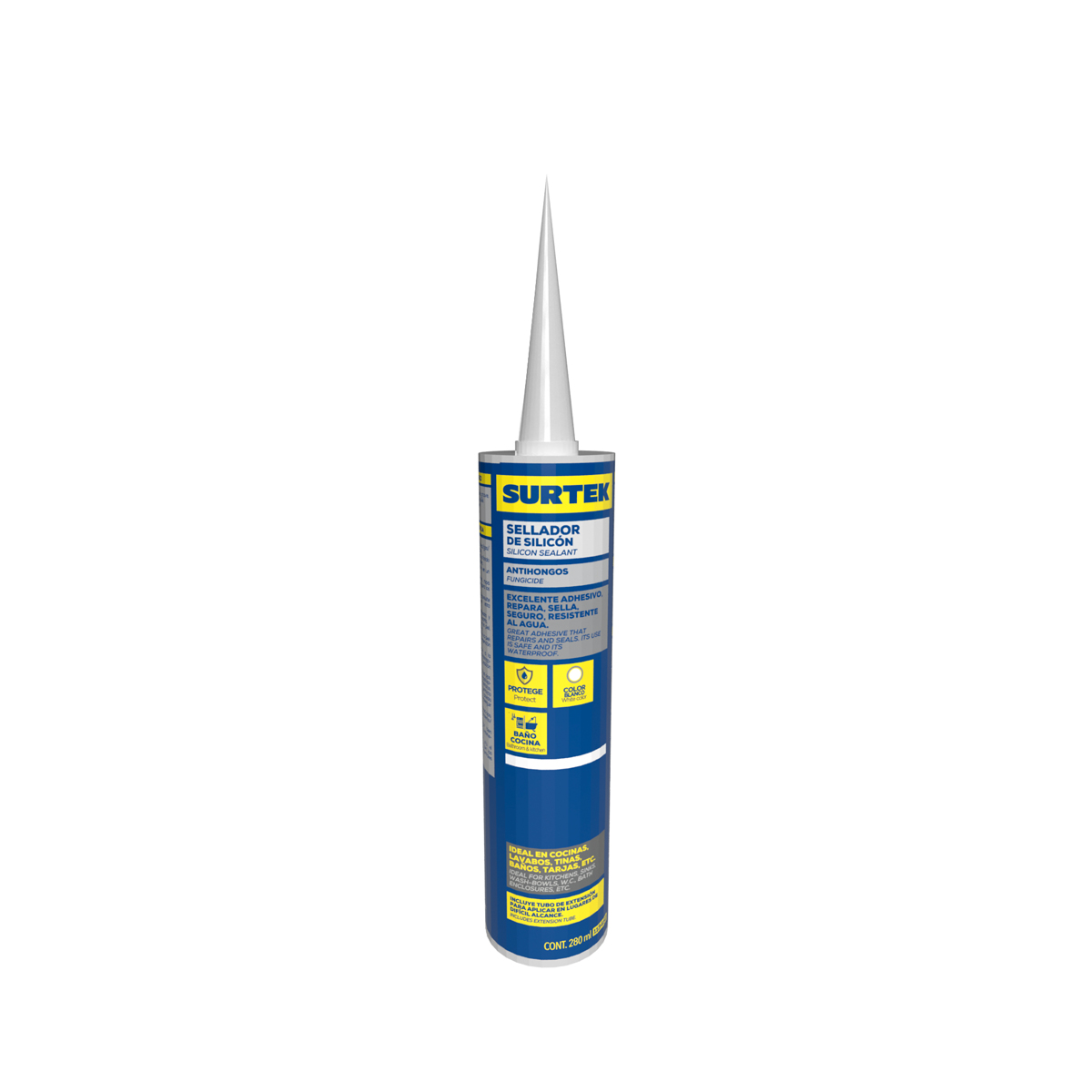 SILICON PARA BAÑOS Y COCINAS BLANCO 280ML SURTEK SURTEK 113452 - Mersol Sureste México