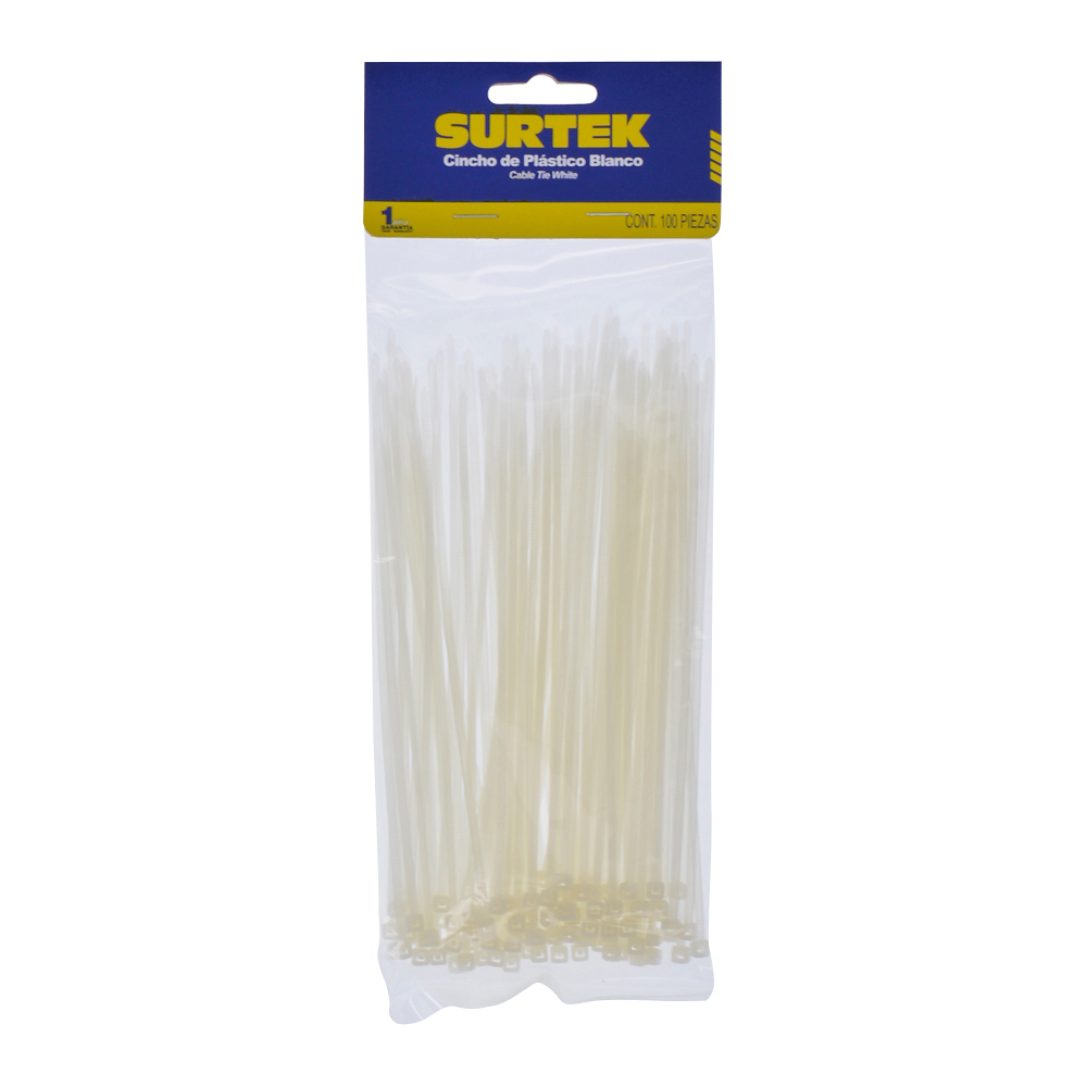 CINCHO PLASTICO 100 X 2.5MM BOL 100 PZS NATURAL SURTEK SURTEK 114200 - Mersol Sureste México
