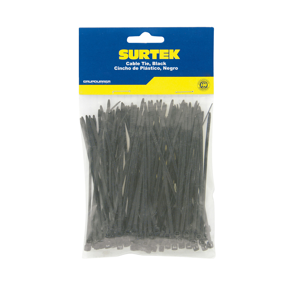 CINCHO PLASTICO 165 X 2.5MM 100 PIEZAS NEGRO SURTEK SURTEK 114203 - Mersol Sureste México