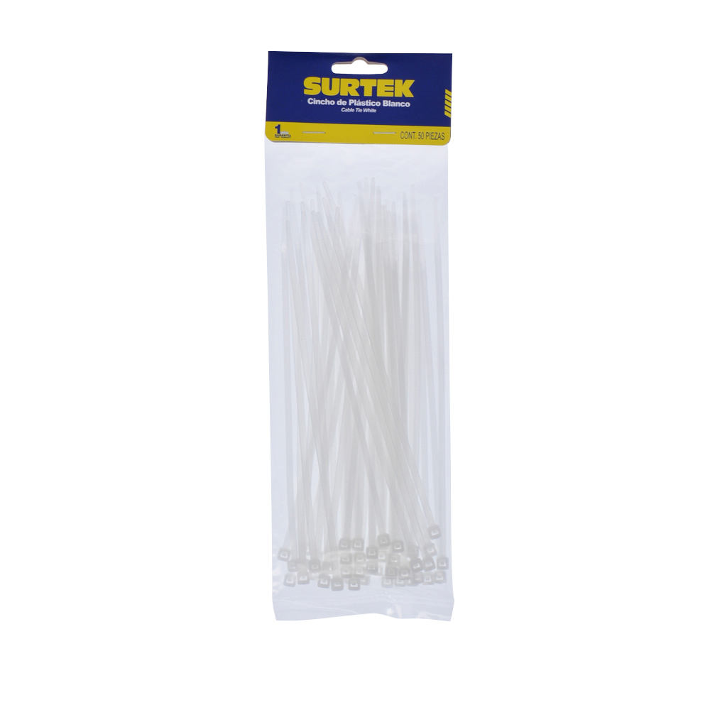 CINCHO PLASTICO 203 X 3.6MM 50 PIEZAS NATURAL SURTEK SURTEK 114208 - Mersol Sureste México