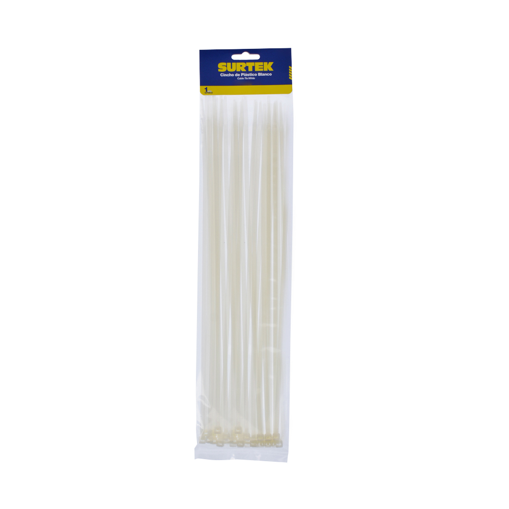CINCHO PLASTICO 300 X 4.6MM 50 PIEZAS BLANCO SURTEK SURTEK 114212 - Mersol Sureste México