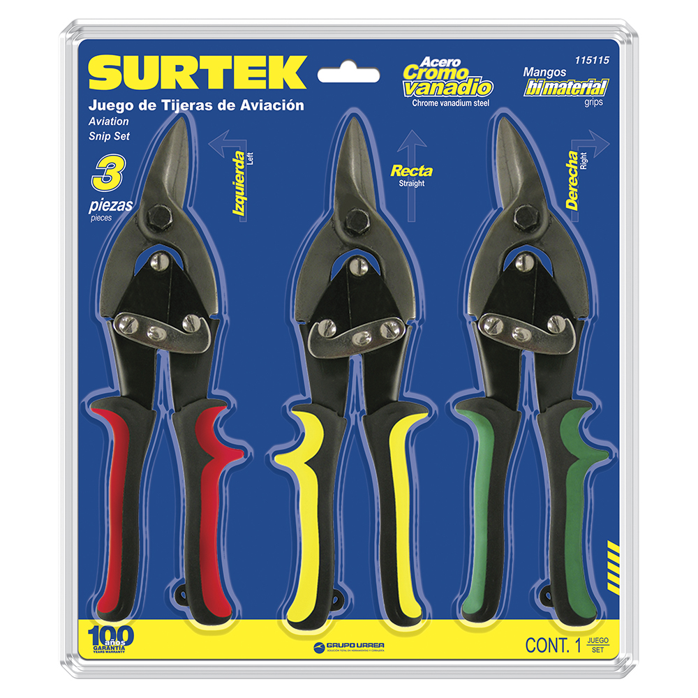JGO. 3 TIJERAS TIPO AVIACION SURTEK SURTEK 115115 - Mersol Sureste México