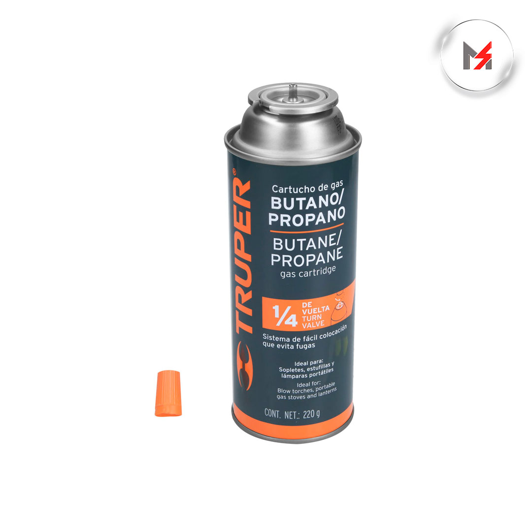 LATA DE GAS 220 GR 1/4 DE VUELTA TRUPER
