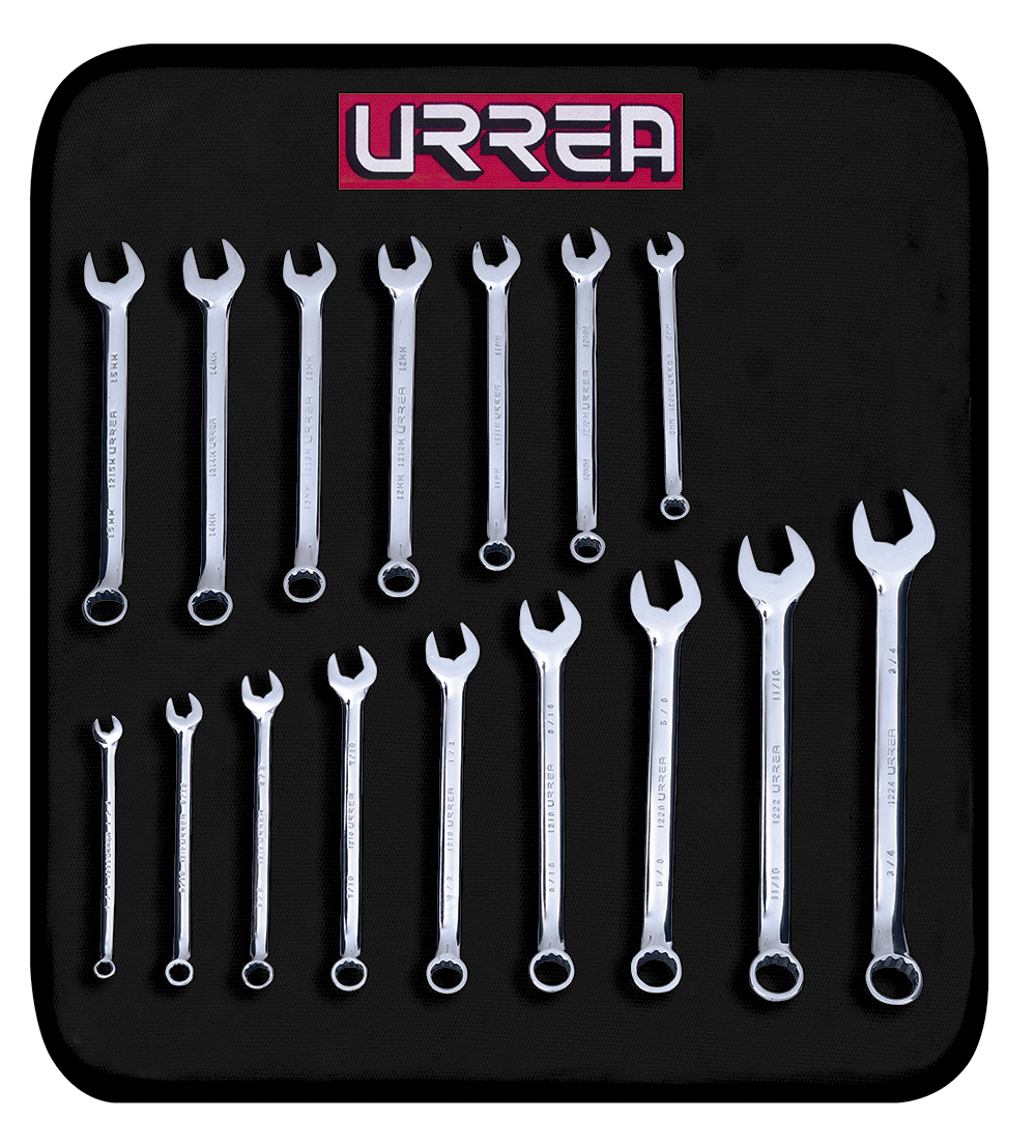 JGO. 16 LLAVES COMBINADO 12 PUNTAS EN PULGADAS Y METRICAS UR URREA 1200FC - Mersol Sureste México
