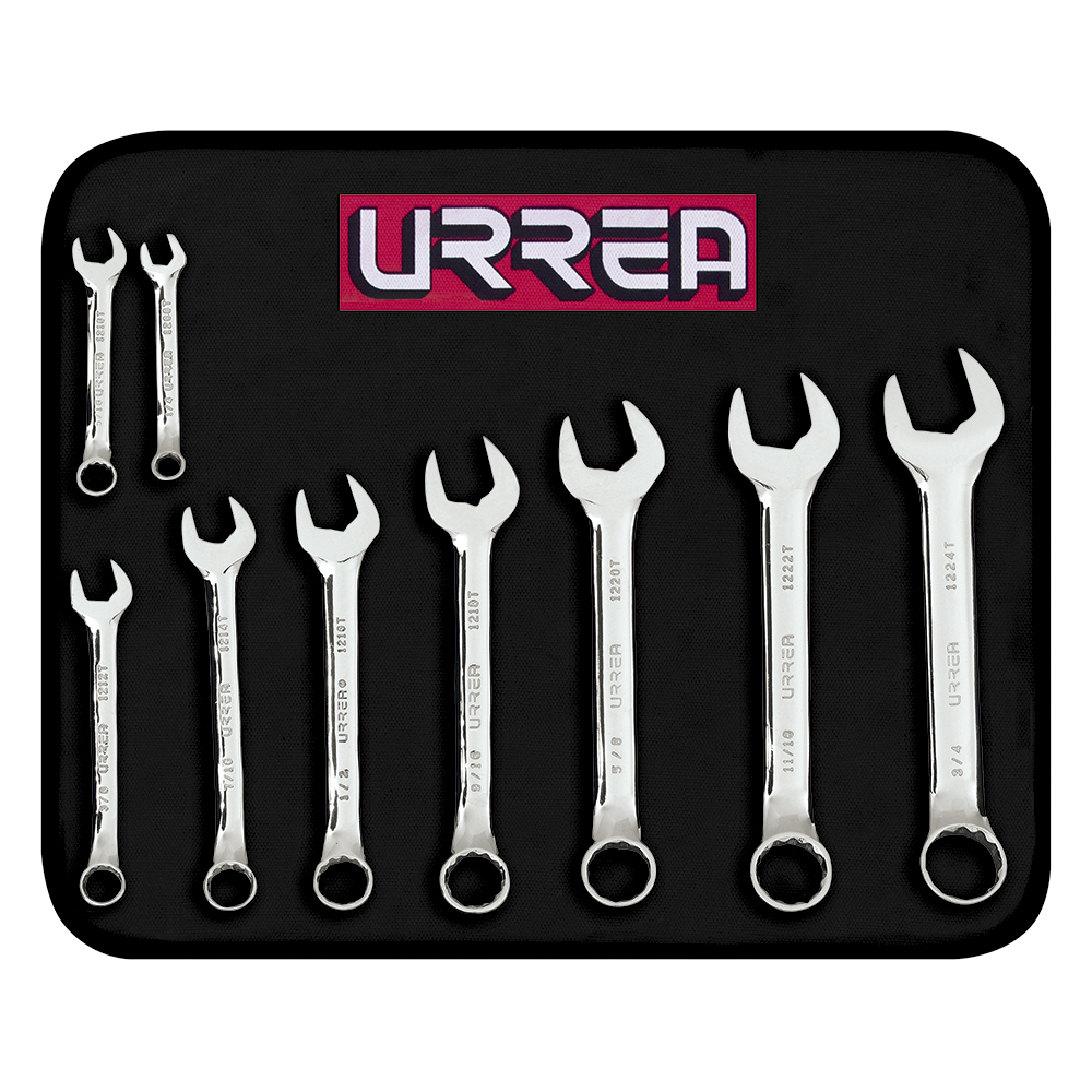 JGO. 9 LLAVES COMBINADAS CORTAS EN PULGADAS URREA URREA 1200T9 - Mersol Sureste México