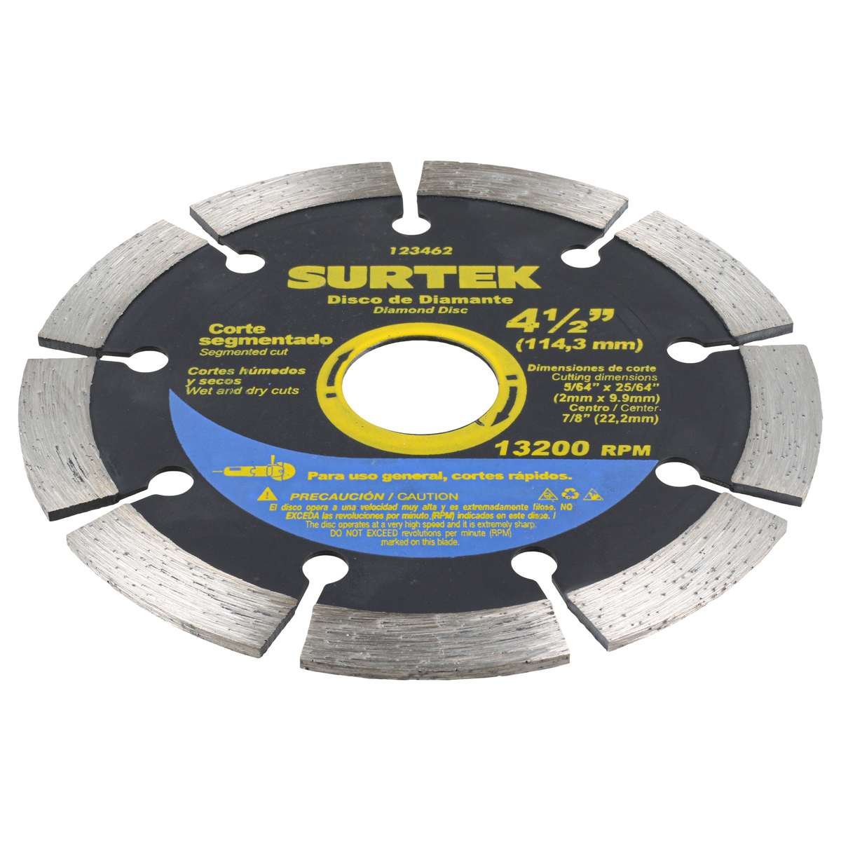 DISCO DE DIAMANTE CORTE SEGMENTADO 4 1/2" SURTEK SURTEK 123462 - Mersol Sureste México
