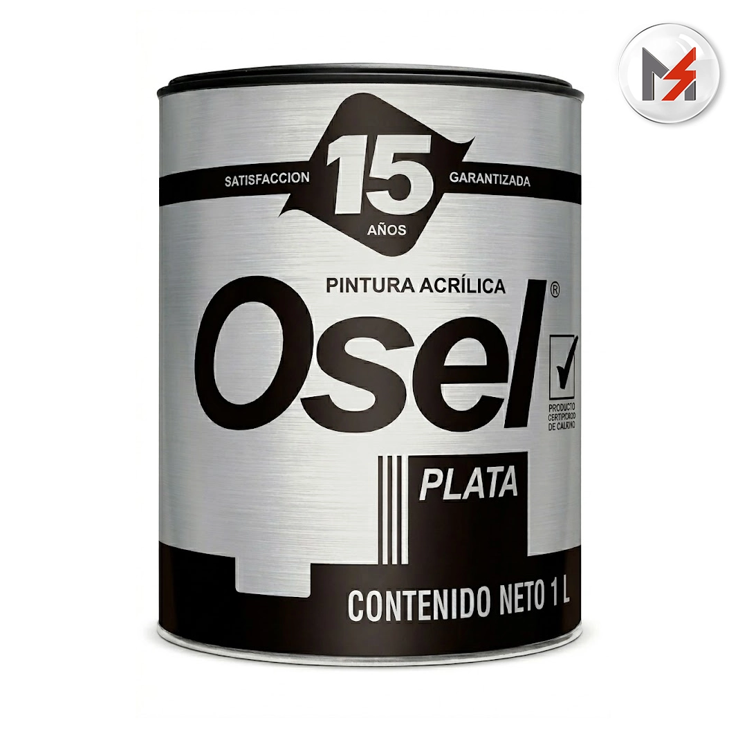 PINTURA VINILICA MATE BASE W OSEL PLATA (SUMAR IGUALDO) LITRO OSEL 1260-L - Mersol Sureste México