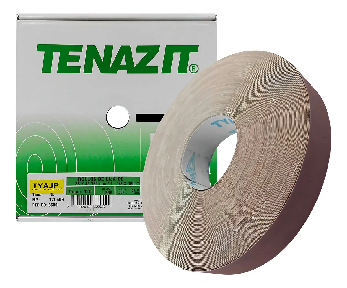 ROLLO DE LIJA ROJA GRANO 120 DE 38MM X 45.72MT TENAZIT AUSTROMEX AUSTROMEX 1265 - Mersol Sureste México