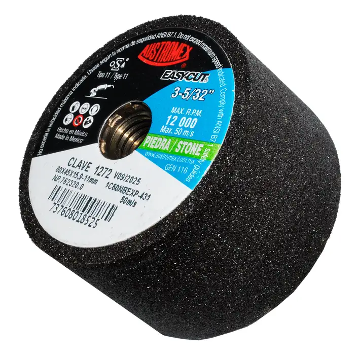 COPA ABRASIVA GRANO 60 DE 80 X 45 X 15.9-11 MM PARA DESBASTE EASY CUT-C4 AUSTROMEX AUSTROMEX 1272 - Mersol Sureste México