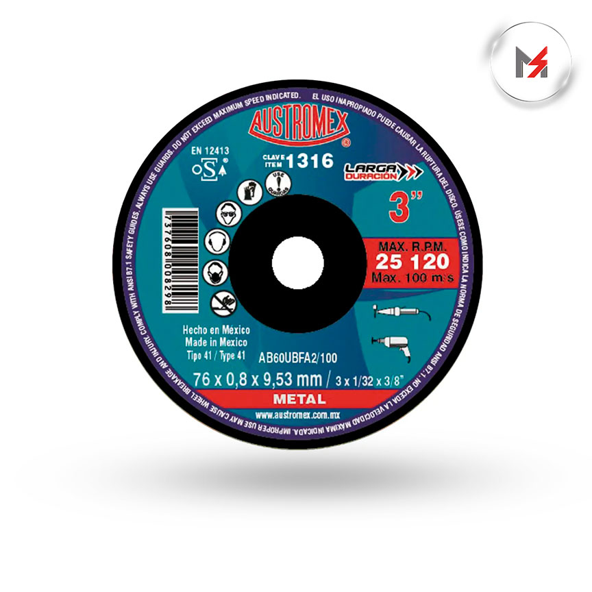 DISCO CORTE METAL 3inX1/32inX3/8in MOTOTOOL AUSTROMEX AUSTROMEX 1316 - Mersol Sureste México
