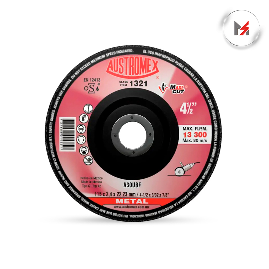 DISCO CORTE METAL 4-1/2 x 3/32 x 7/8 MOD.1321 AUSTROMEX AUSTROMEX 1321 - Mersol Sureste México