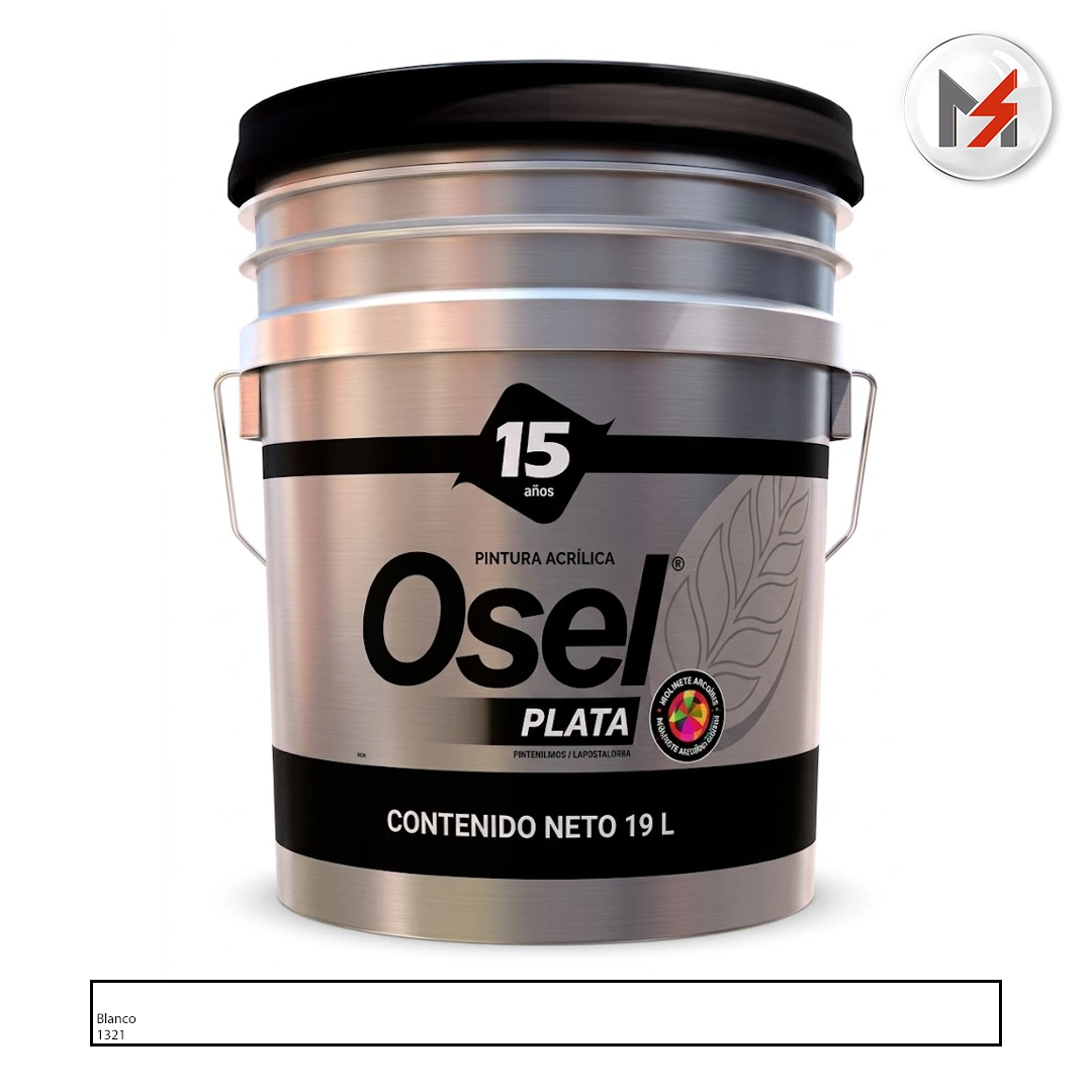 PINTURA VINILICA BLANCO SATIN OSEL PLATA CUBETA OSEL 1321-Q - Mersol Sureste México