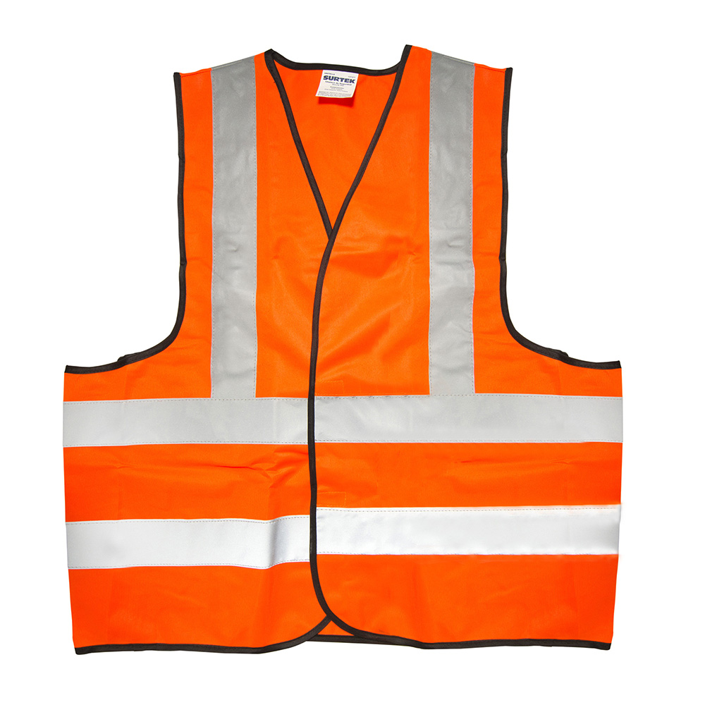 CHALECO DE SEGURIDAD NARANJA C/REFLEJANTES PLATA UNITALLA SU SURTEK 137377 - Mersol Sureste México