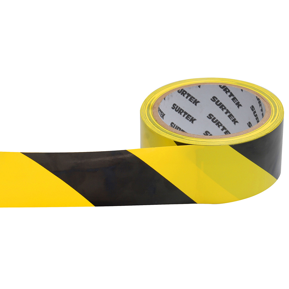 CINTA DE SEÑALIZACION AMARILLO Y NEGRO 18 MT SURTEK SURTEK 138060 - Mersol Sureste México