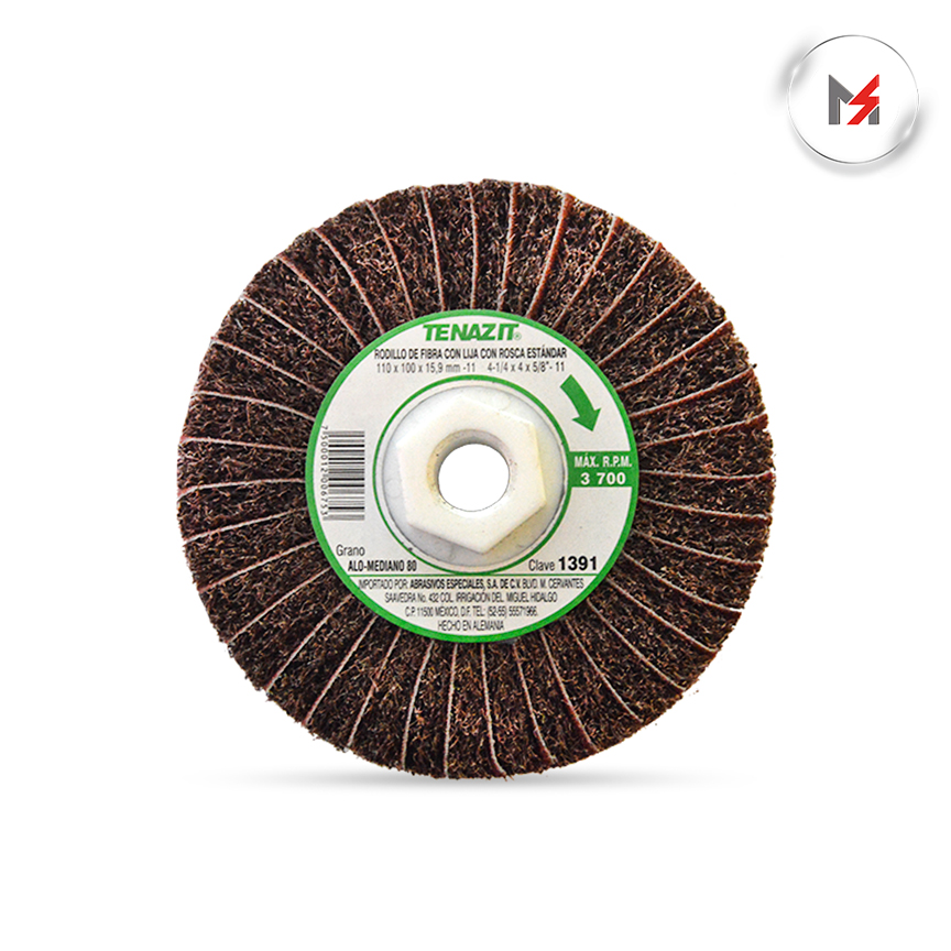 RODILLO FIBRA CON LIJA GRANO 80 4-1/4 x 4 x 5/8-11 AUSTROMEX AUSTROMEX 1391 - Mersol Sureste México
