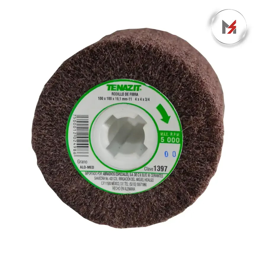 RODILLO FIBRA GRANO MEDIO 4 x 4 x 3/4 DE OXIDO DE ALIMINIO A AUSTROMEX 1397 - Mersol Sureste México