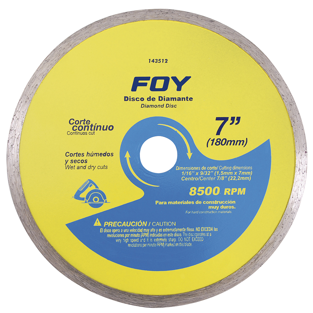 DISCO DE DIAMANTE CORTE CONTINUO 7in (pvl) FOY FOY 143512 - Mersol Sureste México