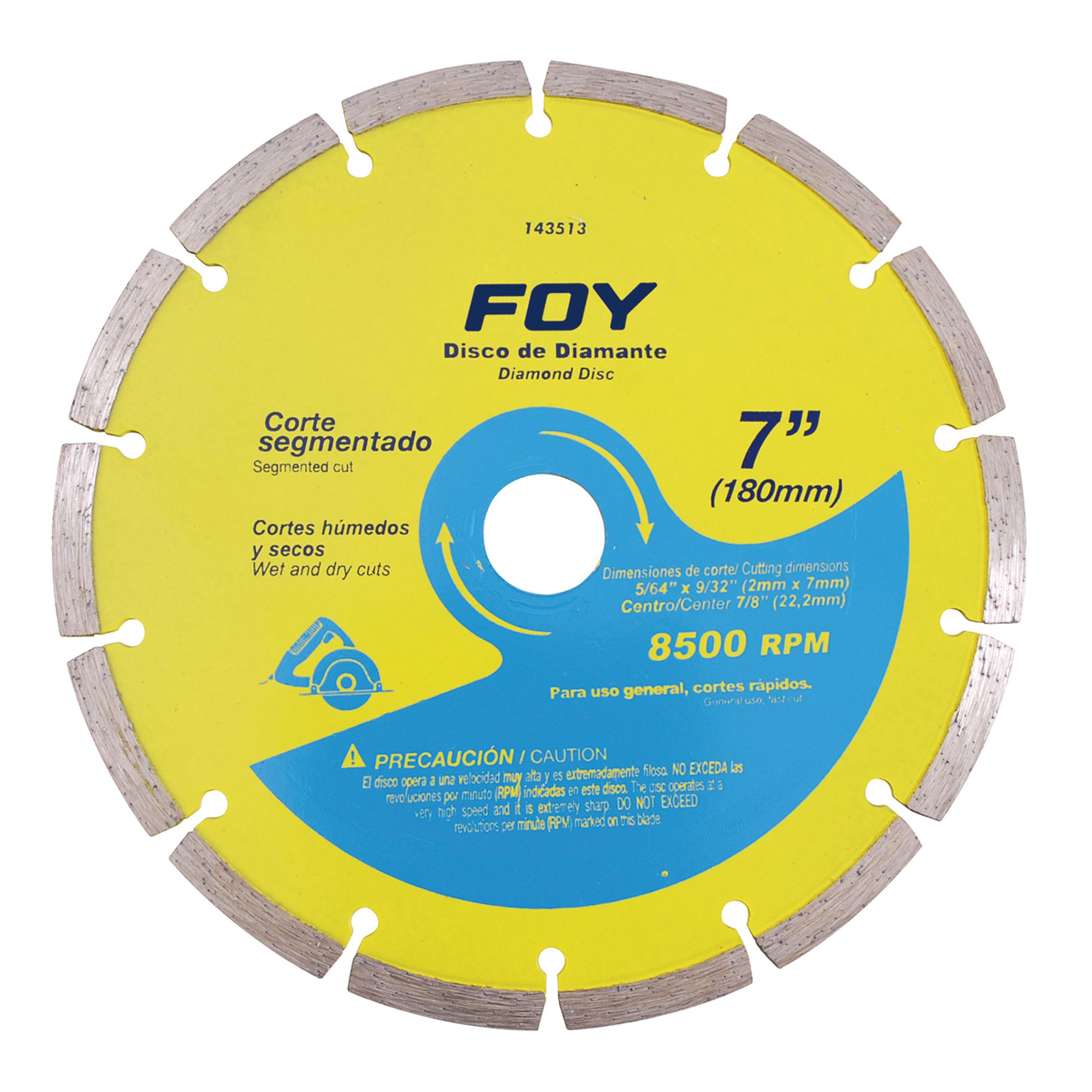 DISCO DE DIAMANTE CORTE SEGMENTADO 7in (pvl) FOY FOY 143513 - Mersol Sureste México