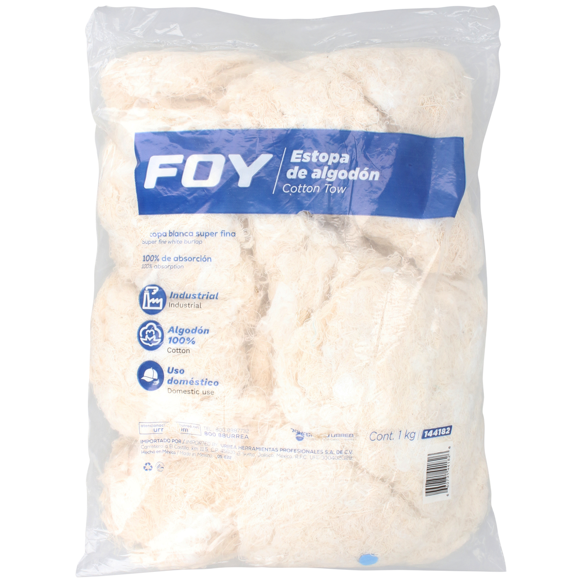ESTOPA DE ALGODON 1 KG (pvl) FOY FOY 144182 - Mersol Sureste México