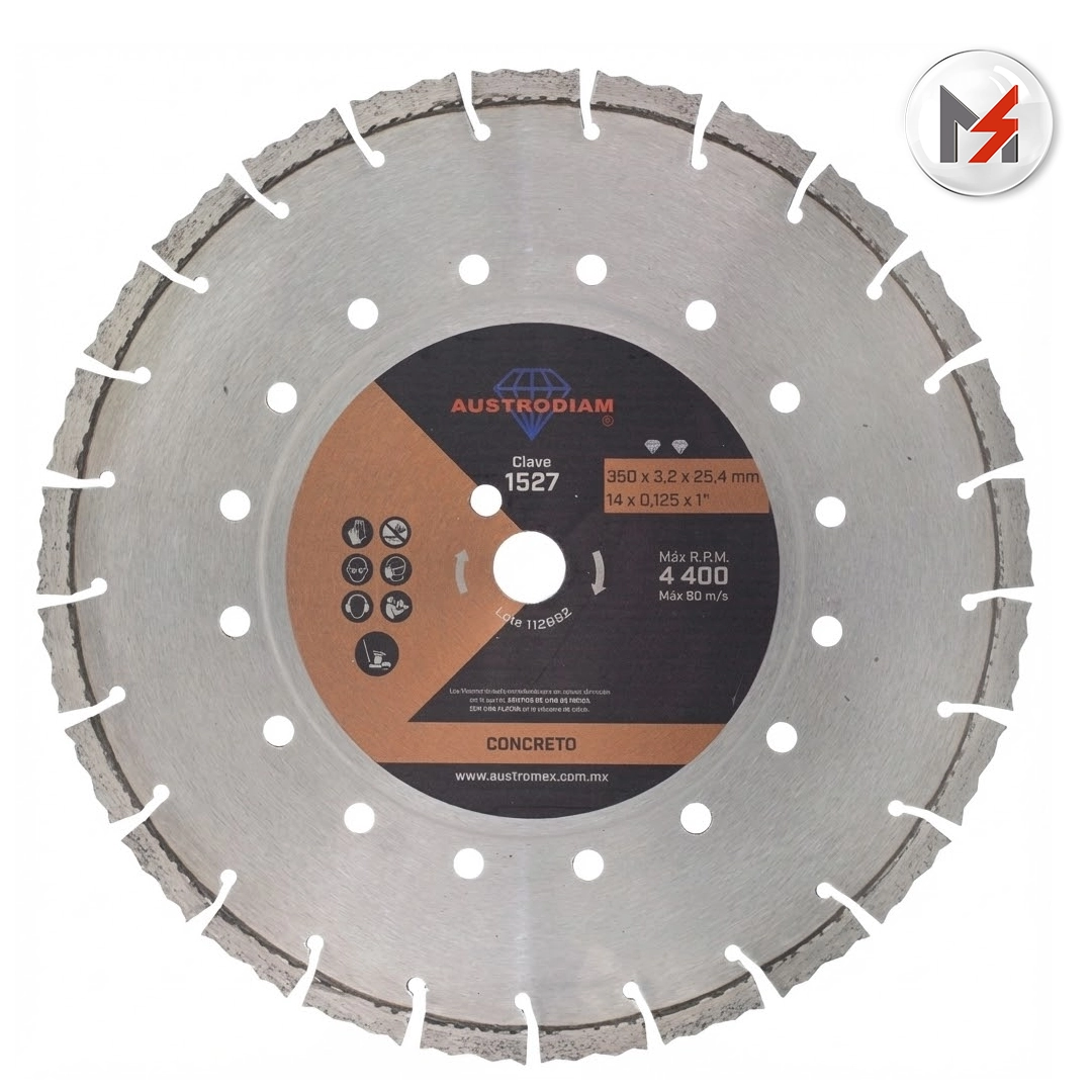 DISCO DIAMANTE 350 X 3.2 X 25.4 MM CORTE DE CONCRETO CURADO O REFORZADO