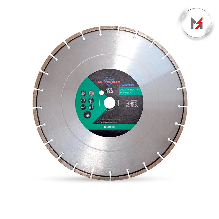 DISCO DIAMANTE DE 14" X 1/8" X 1" PARA CORTE DE GRANITO, LAJA Y CANTERA BLANCA EASY-CUT AUSTROMEX