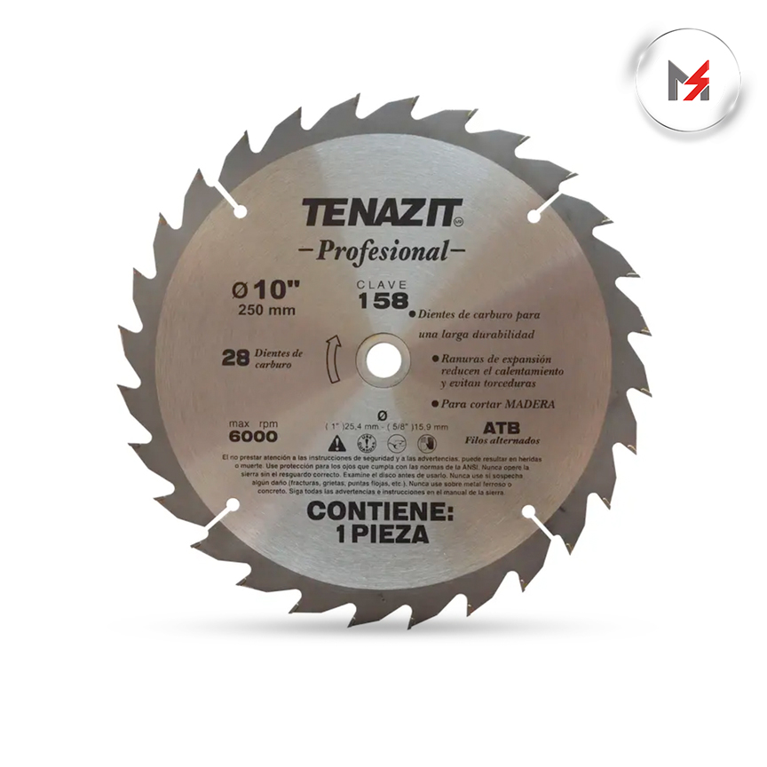 DISCO SIERRA METALICA PARA MADERA 10in X 1in A 5/8in  28 DINTS. AUSTROMEX 158 - Mersol Sureste México