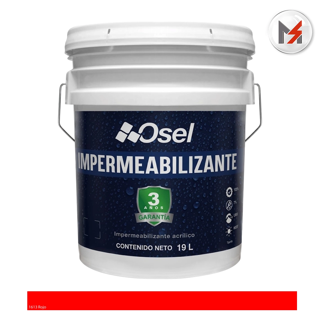 IMPERMEABILIZANTE ACRILICO 3 AÑOS ROJO OSEL CUBETA OSEL 1613-Q - Mersol Sureste México