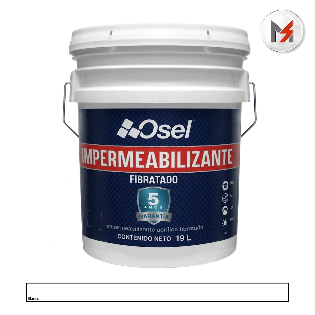 IMPERMEABILIZANTE ACRILICO 5 AÑOS FIBRATADO BLANCO OSEL CUBETA OSEL 1672-Q - Mersol Sureste México
