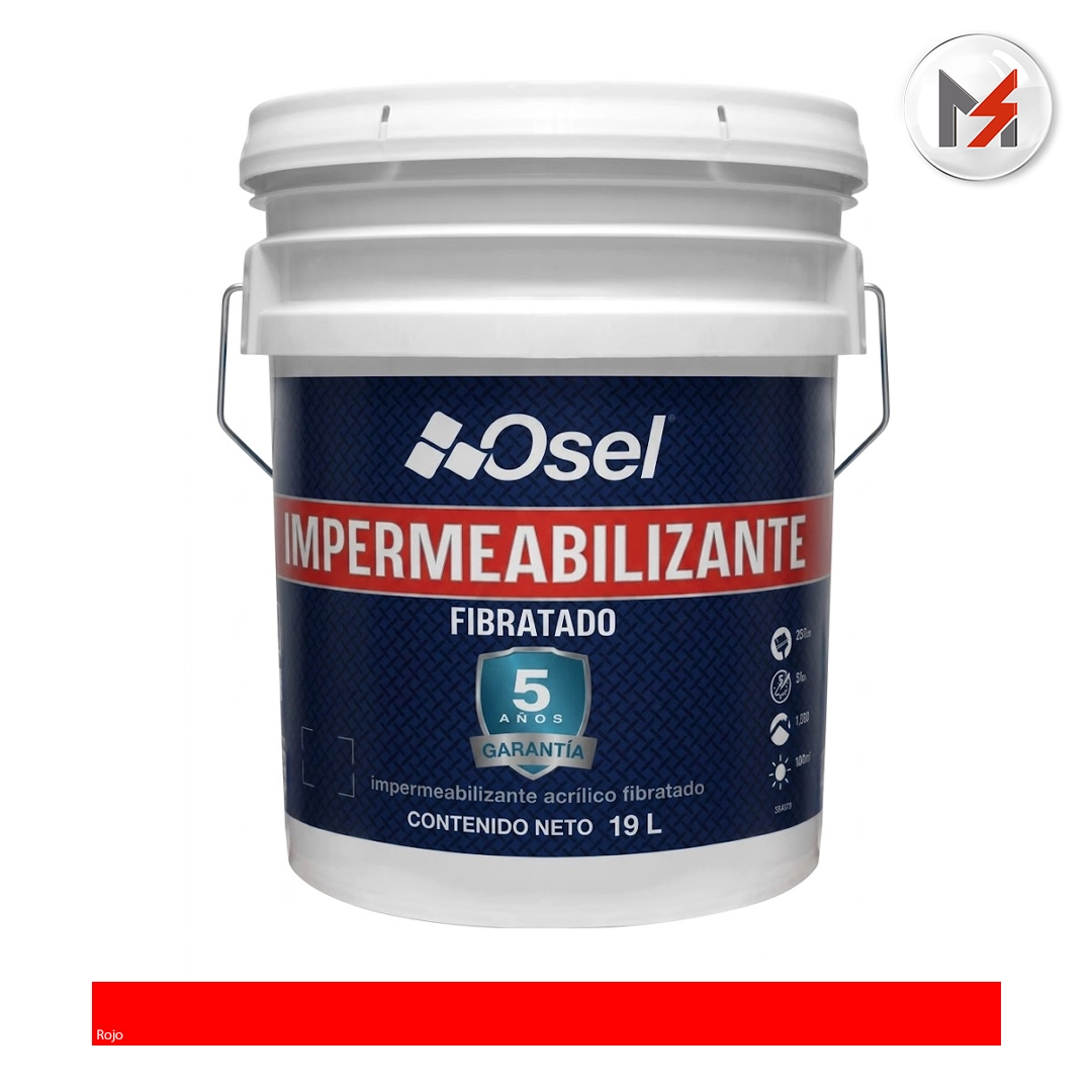 IMPERMEABILIZANTE ACRILICO 5 AÑOS FIBRATADO ROJO OSEL CUBETA OSEL 1673-Q - Mersol Sureste México
