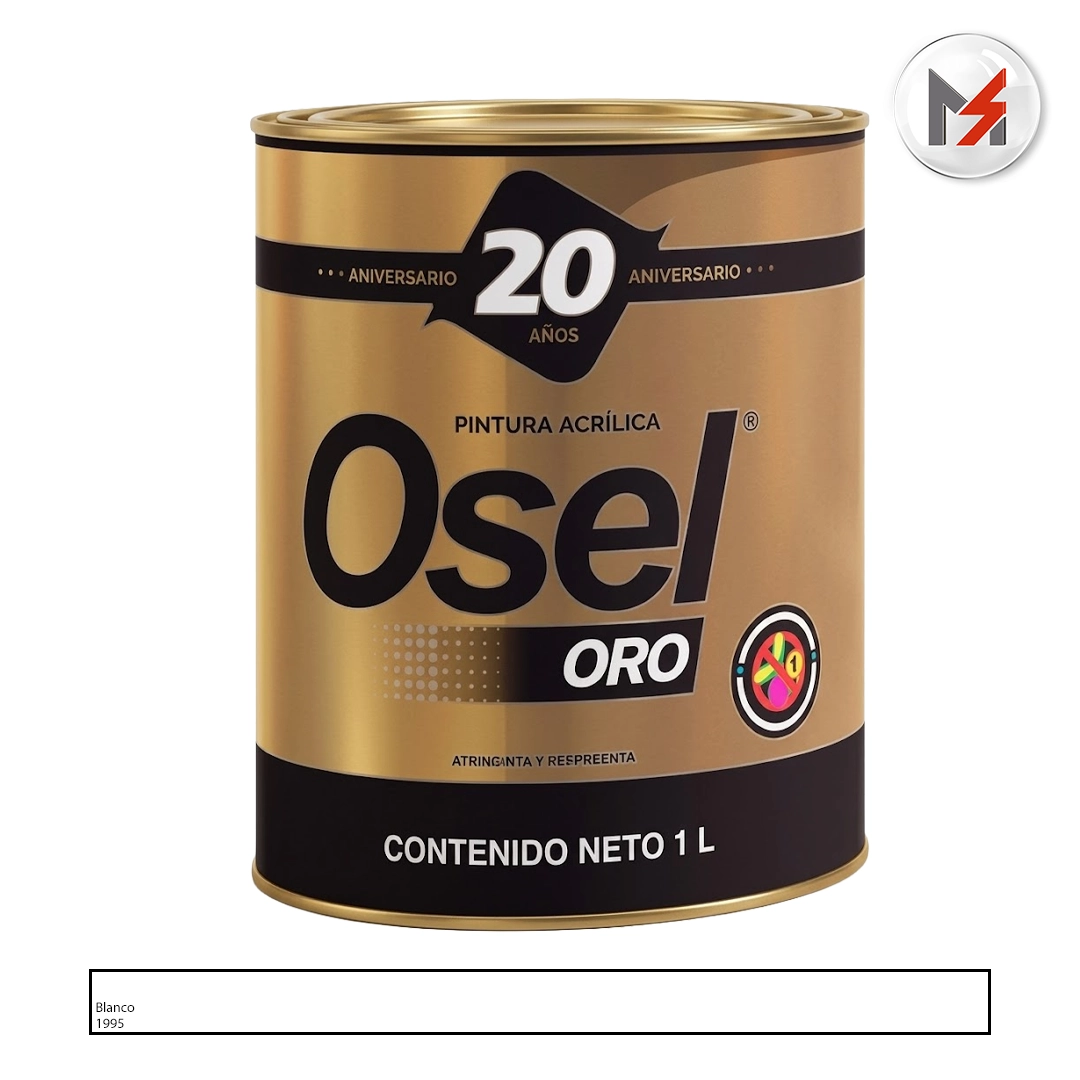 PINTURA ACRILICA MATE BLANCO OSEL ORO MAXIMA LITRO OSEL 1995-L - Mersol Sureste México