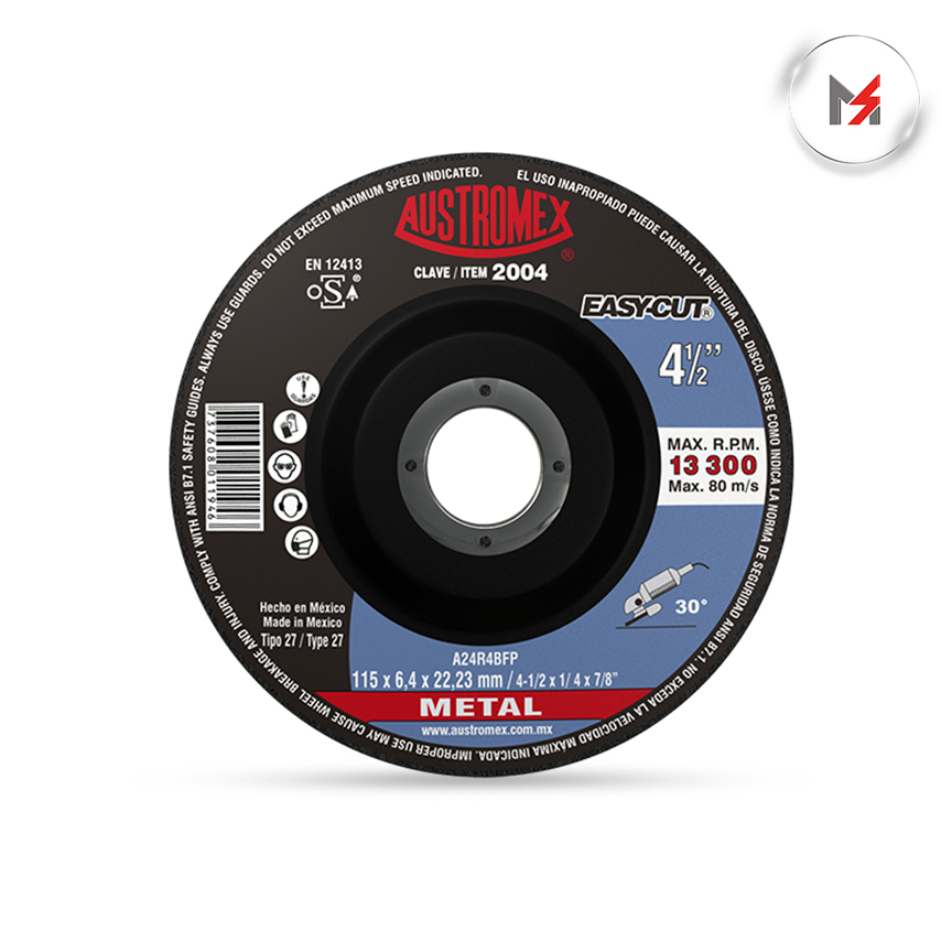 DISCO P/DESBASTE METAL 4-1/2 x 1/4 x 7/8 MOD. 2004 AUSTROMEX AUSTROMEX 2004 - Mersol Sureste México