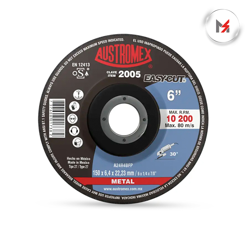 DISCO DESBASTE METAL 6in X1/4inX7/8in OXI.ALUM. EASYCUT AUSTROM AUSTROMEX 2005 - Mersol Sureste México