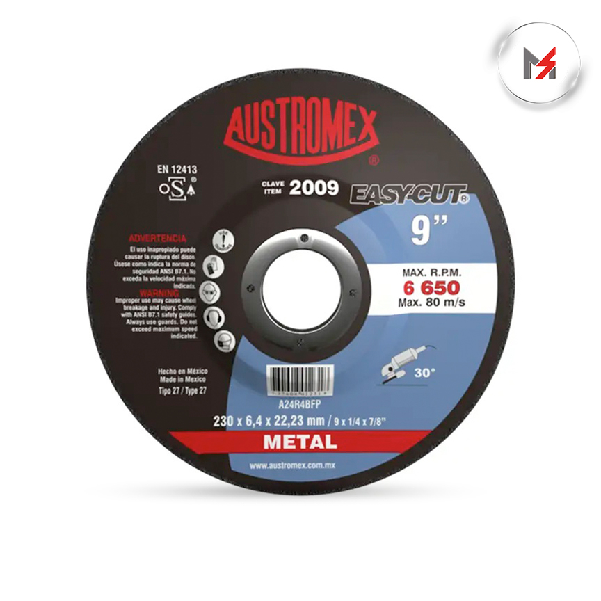 DISCO DESBASTE METAL 9 x 1/4 x 7/8 MOD. 2009 AUSTROMEX AUSTROMEX 2009 - Mersol Sureste México