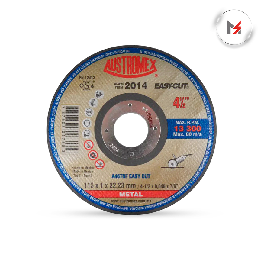 DISCO CORTE PRECISO METAL 4-1/2 x 3/64 x 7/8 EASYCUT AUSTROM AUSTROMEX 2014 - Mersol Sureste México