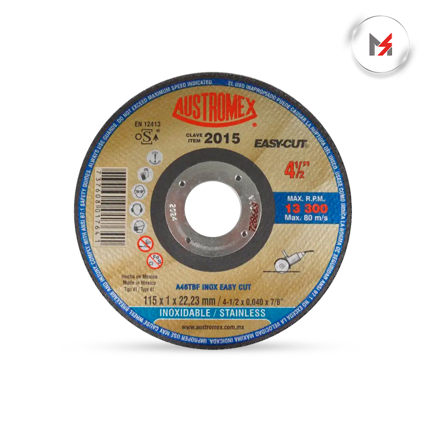 DISCO CORTE ACERO INOX. 4-1/2 x 3/64 x 7/8 EASYCUT AUSTROMEX AUSTROMEX 2015 - Mersol Sureste México
