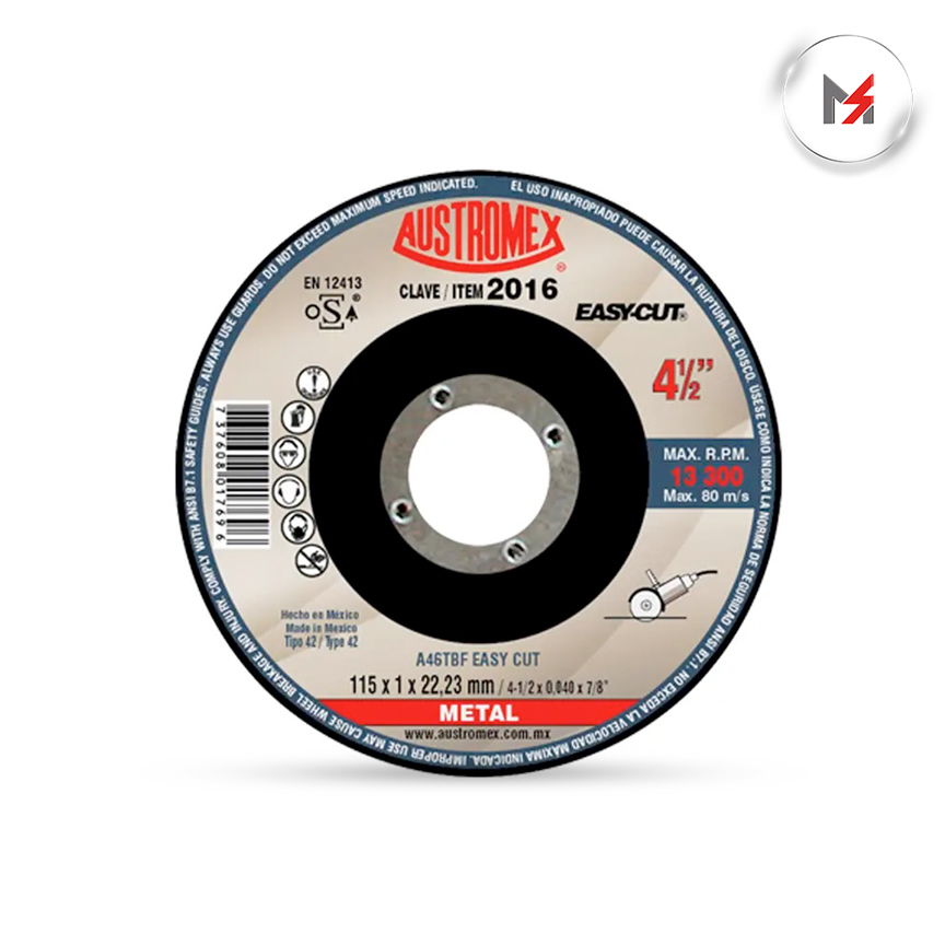 DISCO CORTE PRECISO METAL 4-1/2 x 3/64 x 7/8  EASYCUT AUSTRO AUSTROMEX 2016 - Mersol Sureste México