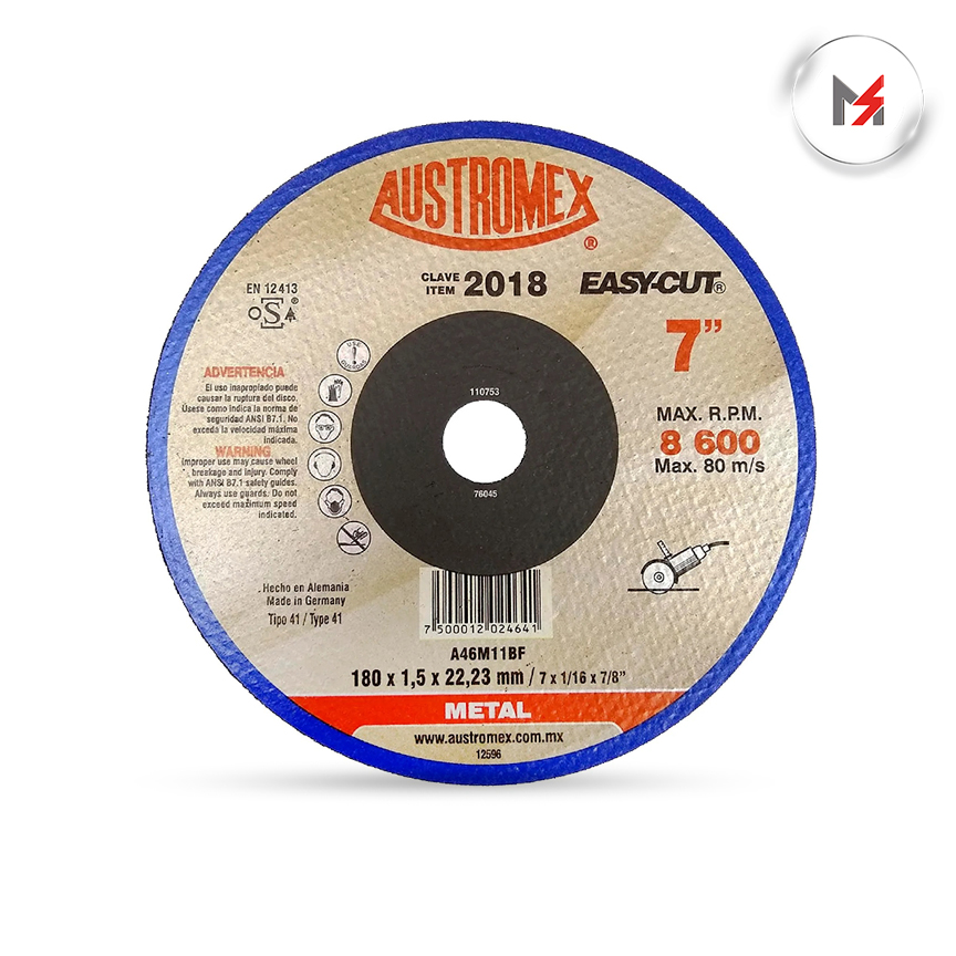 DISCO CORTE METAL 7 x 1/16 x 7/8 EASYCUT SSTTO. 2044  AUST AUSTROMEX 2018 - Mersol Sureste México