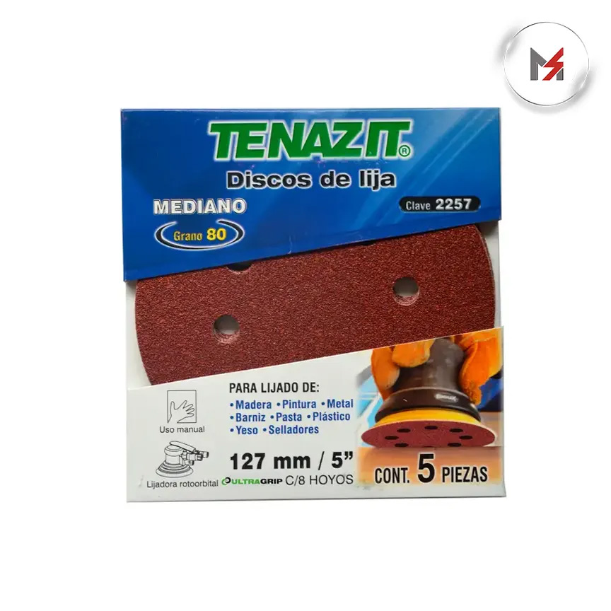 DISCO LIJA AUTOADHERIBLE GRANO 80 DE 127MM BOL C/5PZS AUSTRO AUSTROMEX 2257 - Mersol Sureste México