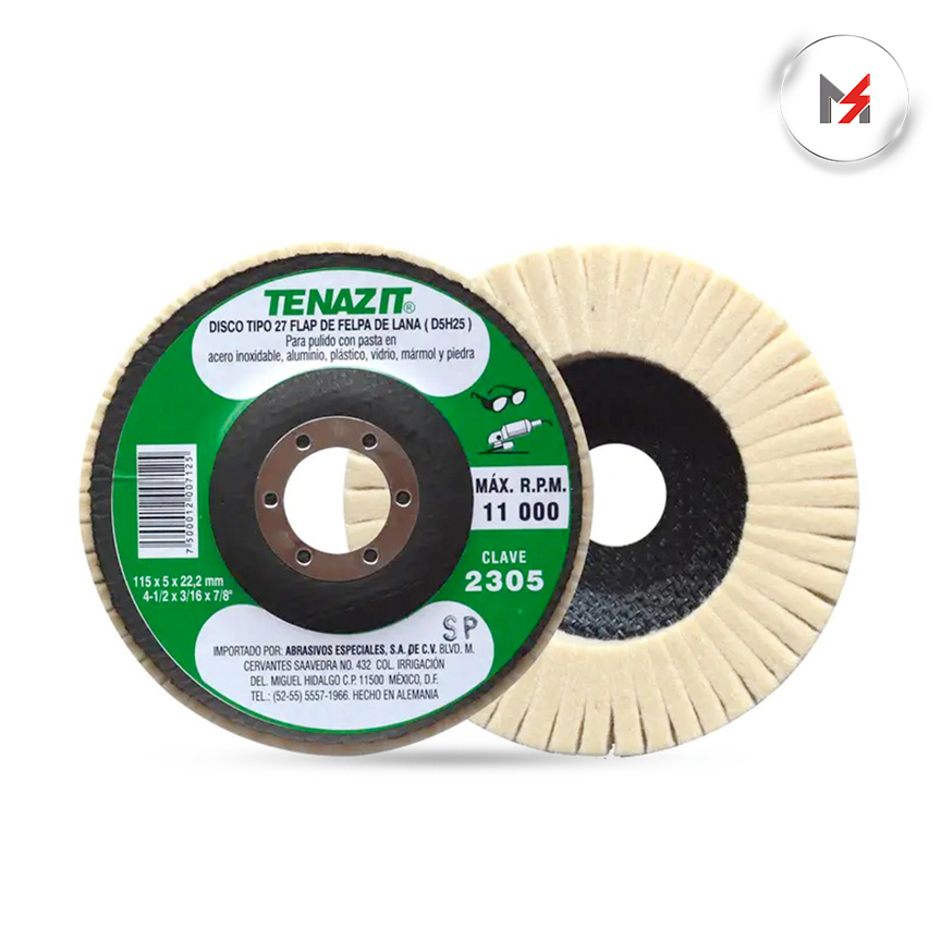 DISCO FLAP FELPA 4-1/2in TIPO 27 TENAZIT AUSTROMEX 2305 - Mersol Sureste México