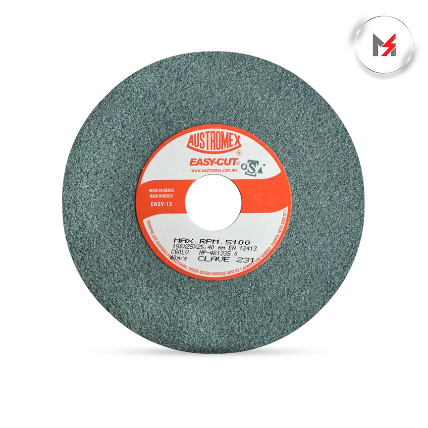 RUEDA ABRASIVA TIPO 1 PARA TUNGSTENO 6in x 1in x 1in MOD. 231 AUSTROMEX 231 - Mersol Sureste México