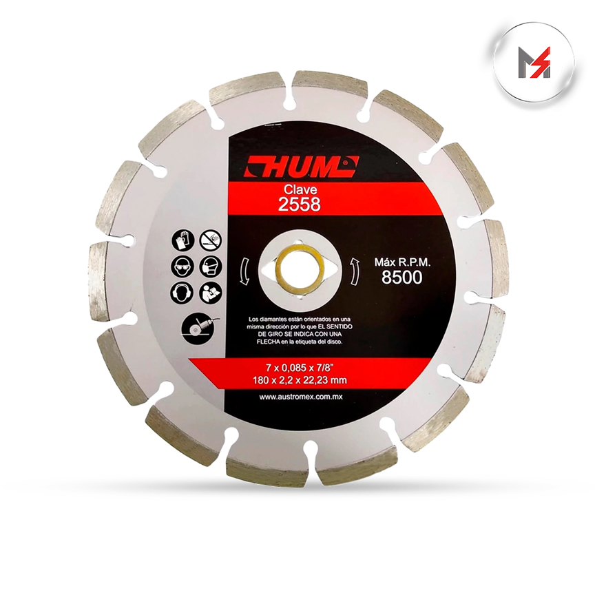 DISCO DIAMANTE DENTADO/HUM 7x 0.09 x 7/8 MOD. 2558
