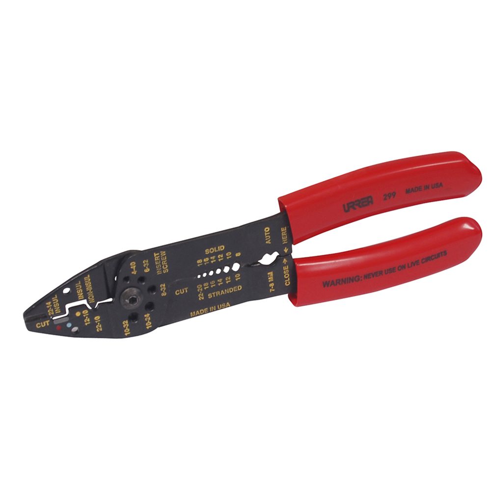 PINZA PELACABLE 10-22AWG 8-3/4in C/PONCHA TERMINALES-CORTA TO URREA 299 - Mersol Sureste México