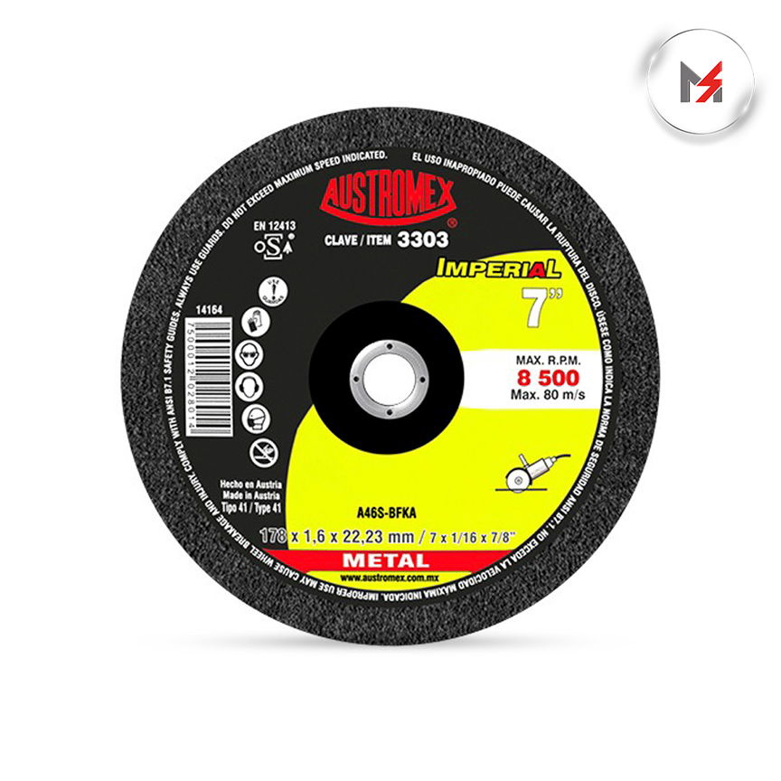 DISCO CORTE ACERO AL CARBON 7 x 1/16 x 7/8 IMPERIAL SSTTO. AUSTROMEX 3303 - Mersol Sureste México