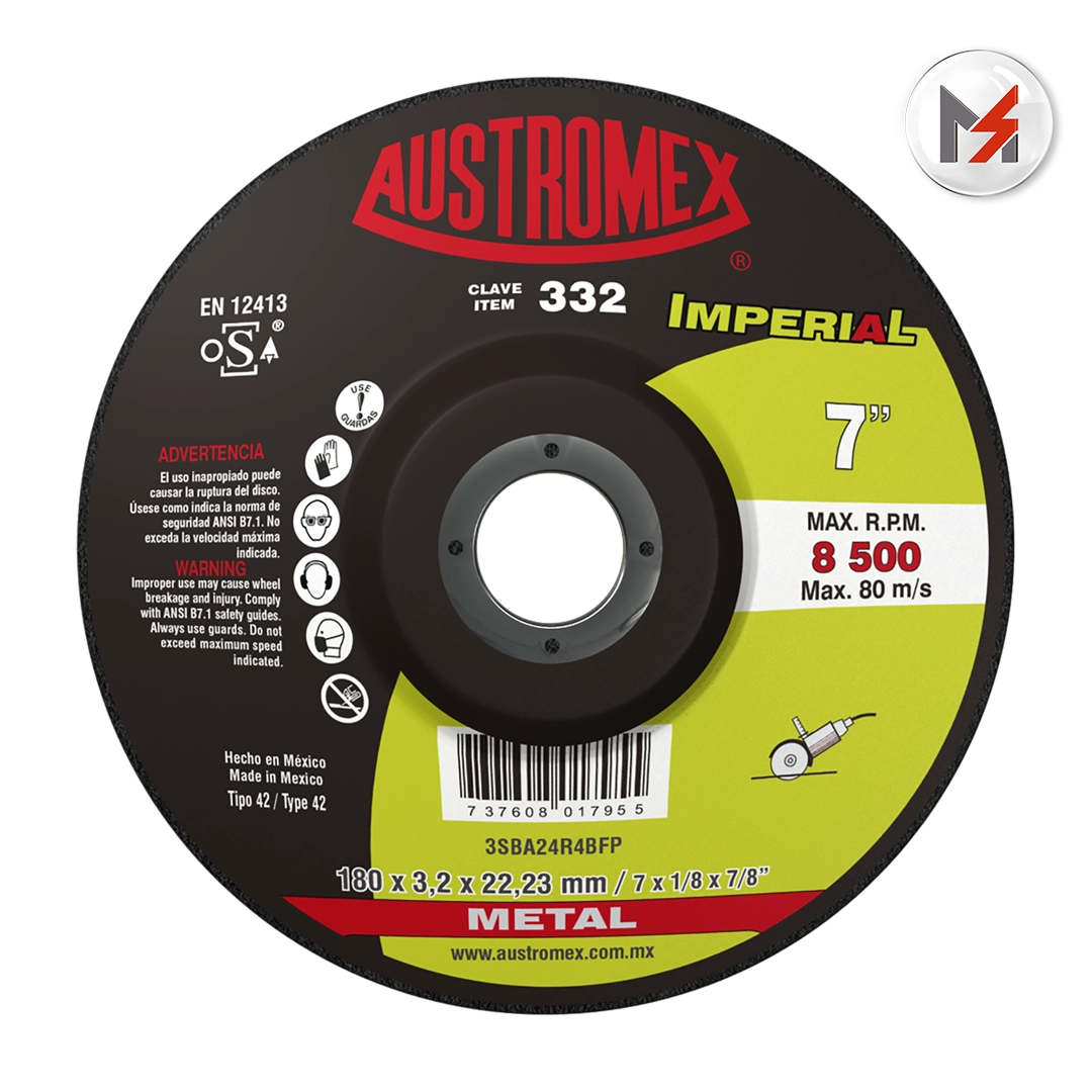 DISCO ABRASIVO PARA CORTE DE METAL DE 180 X 3.2 X 22.23 MMC AUSTROMEX AUSTROMEX 332 - Mersol Sureste México