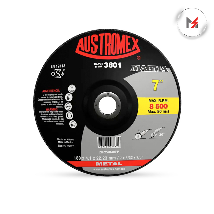 DISCO CORTE METAL 7 x 5/32 x 7/8 MOD. 3801 AUSTROMEX AUSTROMEX 3801 - Mersol Sureste México