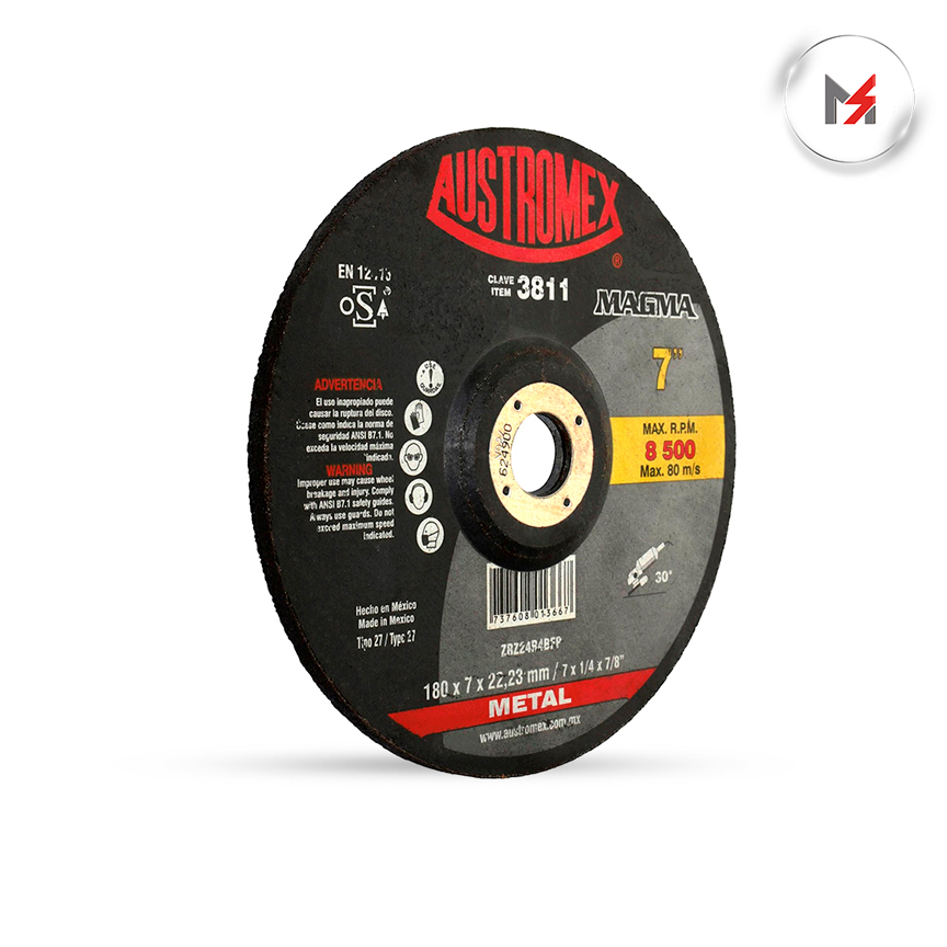 DISCO DESBASTE METAL 7 x 1/4 x 7/8 MOD. 3811 AUSTROMEX AUSTROMEX 3811 - Mersol Sureste México