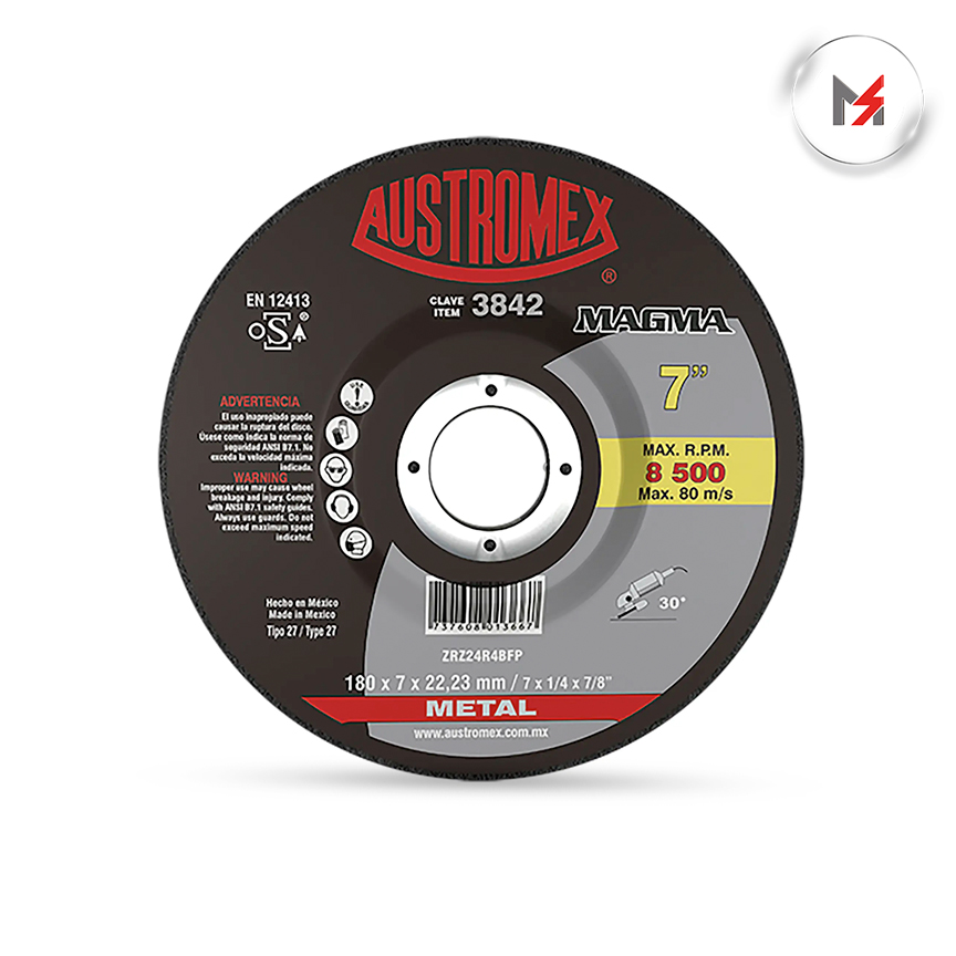 DISCO CORTE METAL 7inX 1/16inX7/8in MAGMA AUSTROMEX AUSTROMEX 3842 - Mersol Sureste México