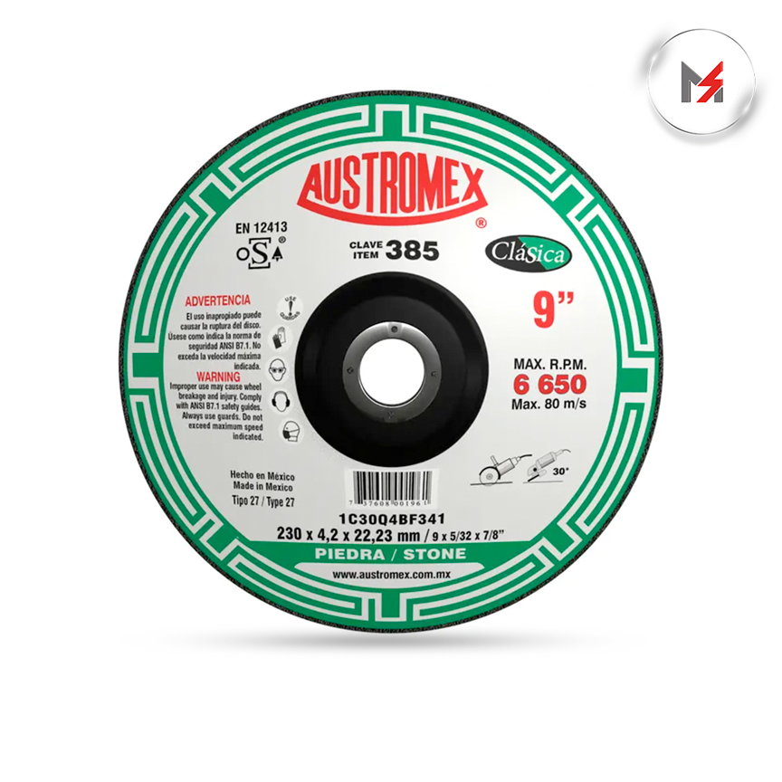 DISCO PARA DESBASTE Y CORTE PIEDRA 9  x 5/32 x 7/8 AUSTR AUSTROMEX 385 - Mersol Sureste México