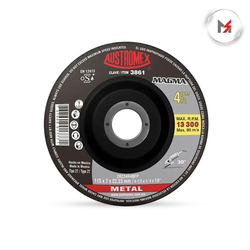 DISCO DESBASTE METAL 4-1/2 x 1/4 x 7/8 MOD. 3861 AUSTROME AUSTROMEX 3861 - Mersol Sureste México
