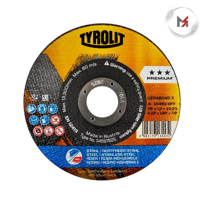 DISCO DE CORTE TYROLIT CERABOND 4-1/2 X .045 X 7/8  2 EN 1 A AUSTROMEX 4252 - Mersol Sureste México